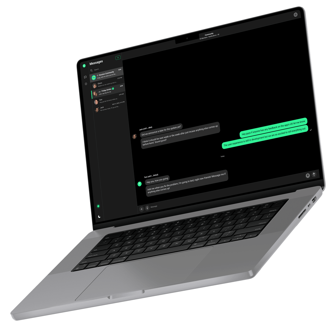 encrypted private messaging app running on a macbook pro