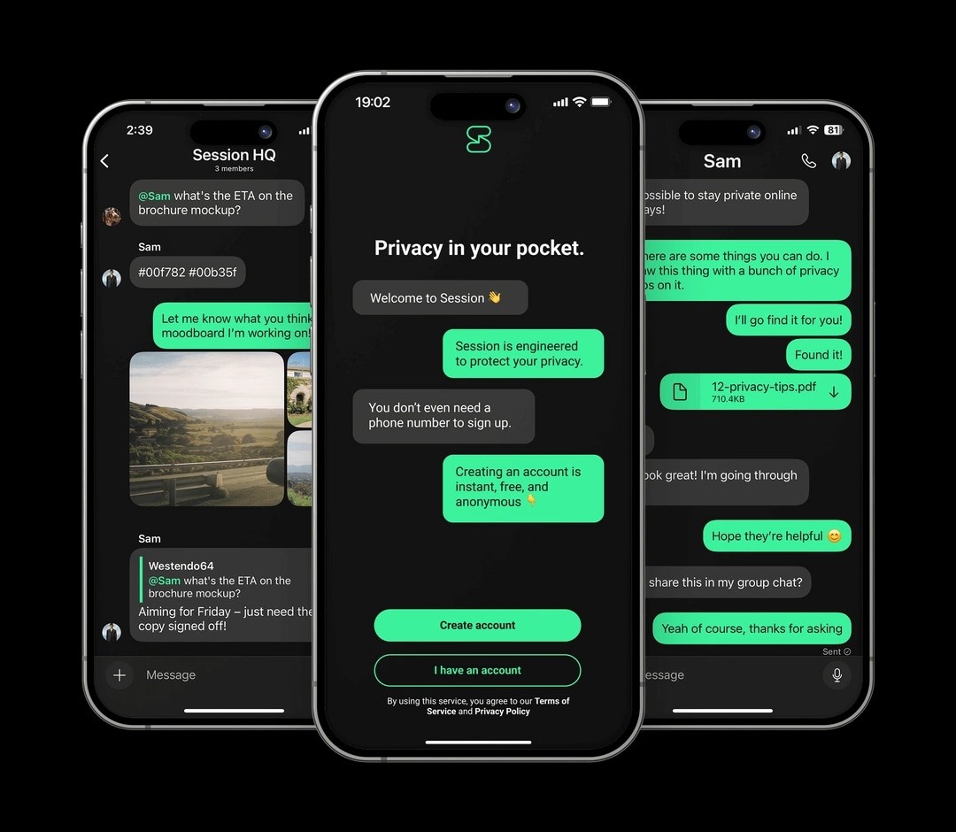 mobile encrypted private messaging app ui showcase